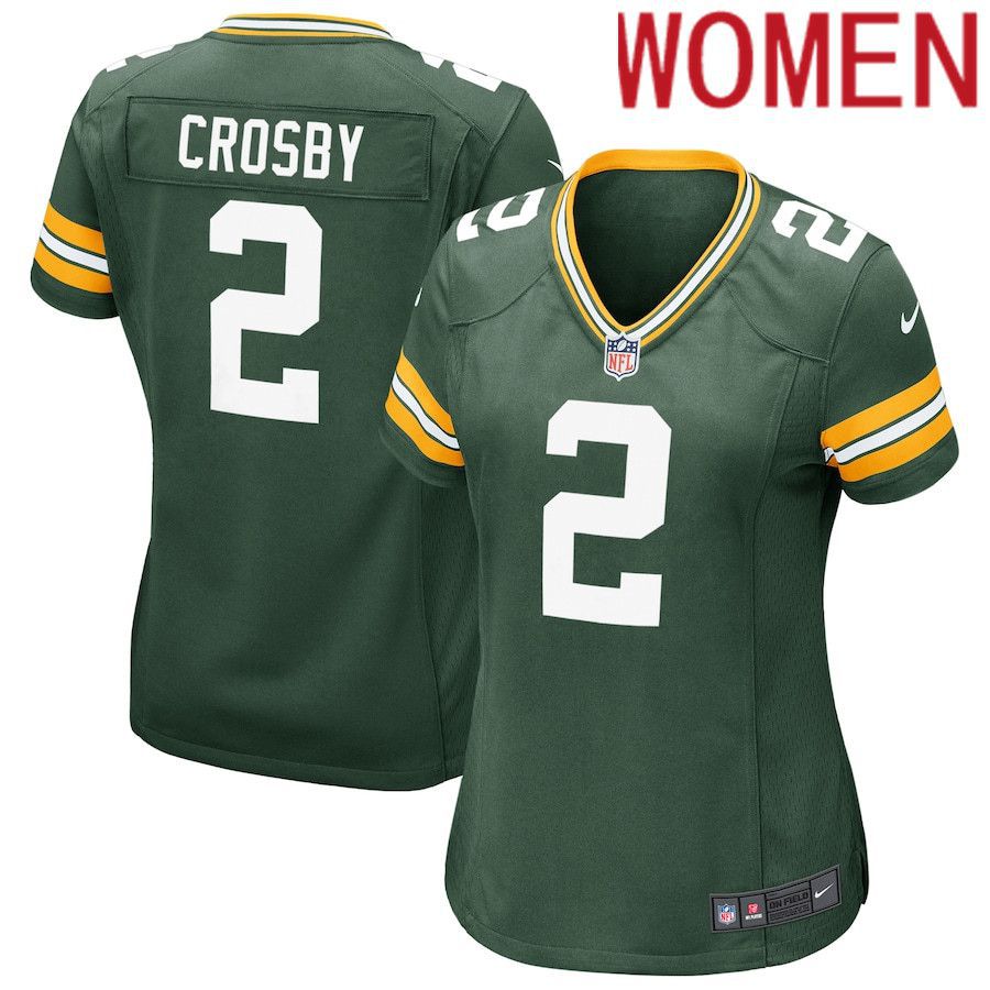 Women Green Bay Packers 2 Mason Crosby Green Nike Game NFL Jersey